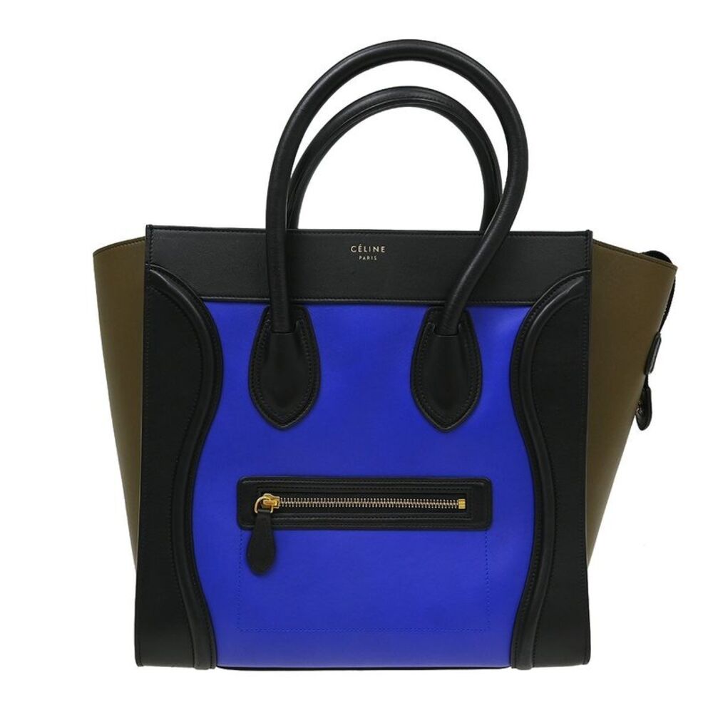 Celine Tricolor Luggage Leather Blue Leather Handbag